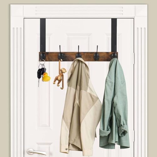 Over The Door Hooks Wooden Hanger and Towel Rack