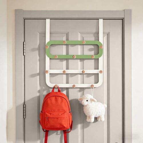 Over Door Hooks for Kids Backpacks with Wooden Ball Coat Rack