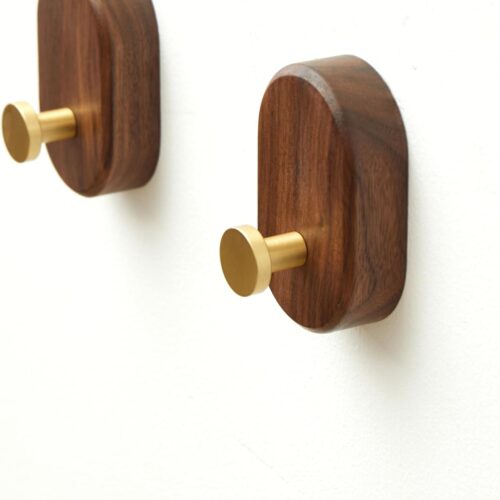 Multifunctional Wall Hook made of Walnut Wood and Brass