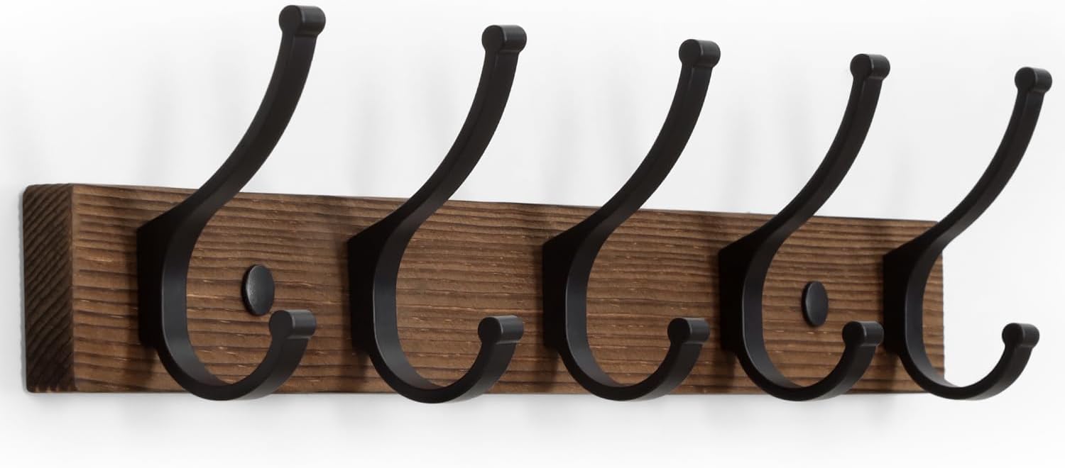 Multifunctional Wall Hook with Aluminum and Solid Wood Rack